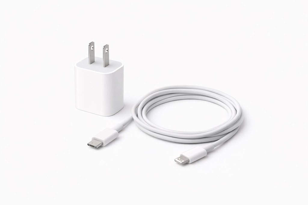 Charger cable and plug often added to the bag.